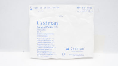 Codman 80-1400 Surgical Patties 1/2inch x 1/2inch (x) - Pack of 10